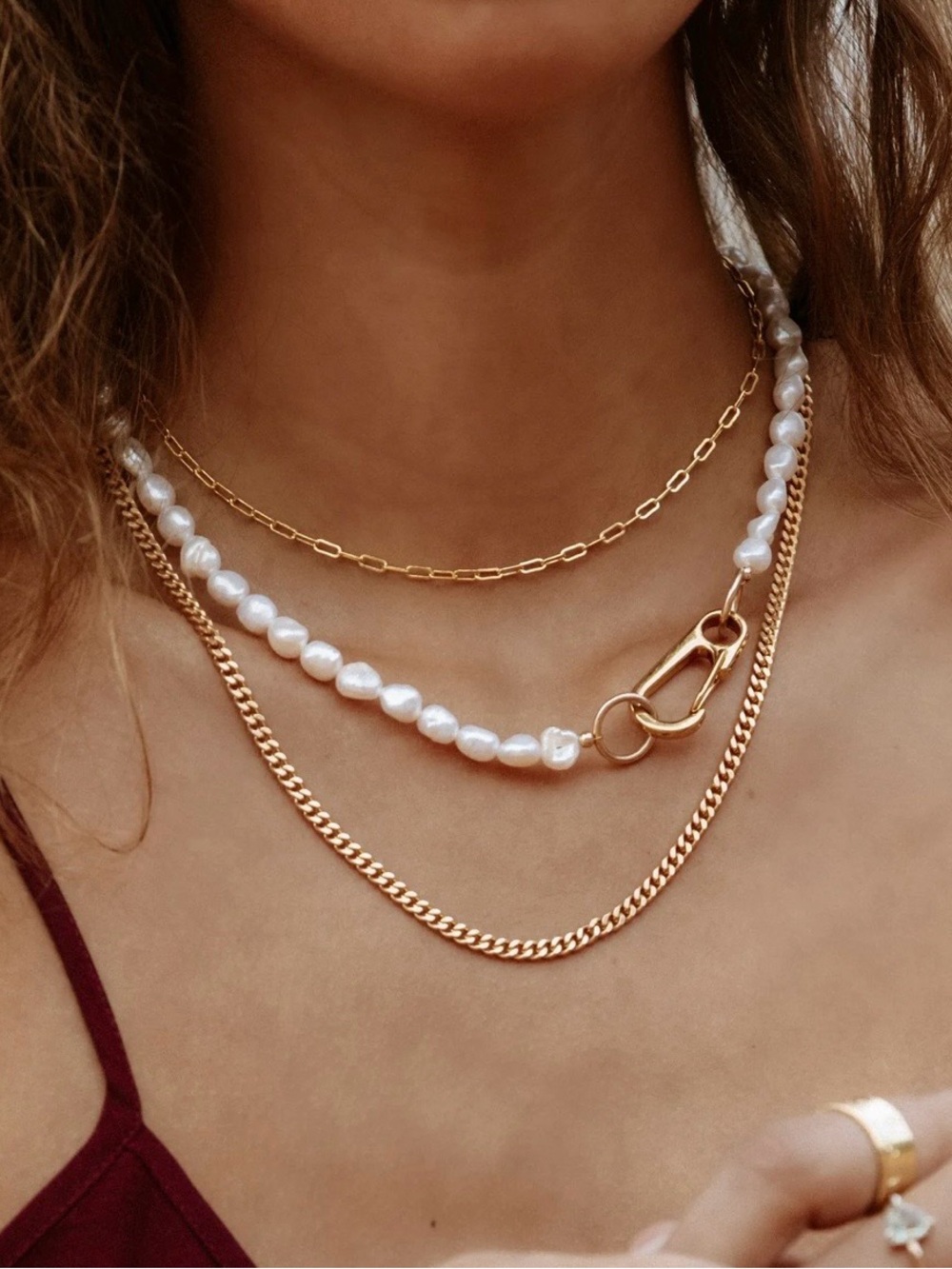 James Michelle Pearl Lock Necklace